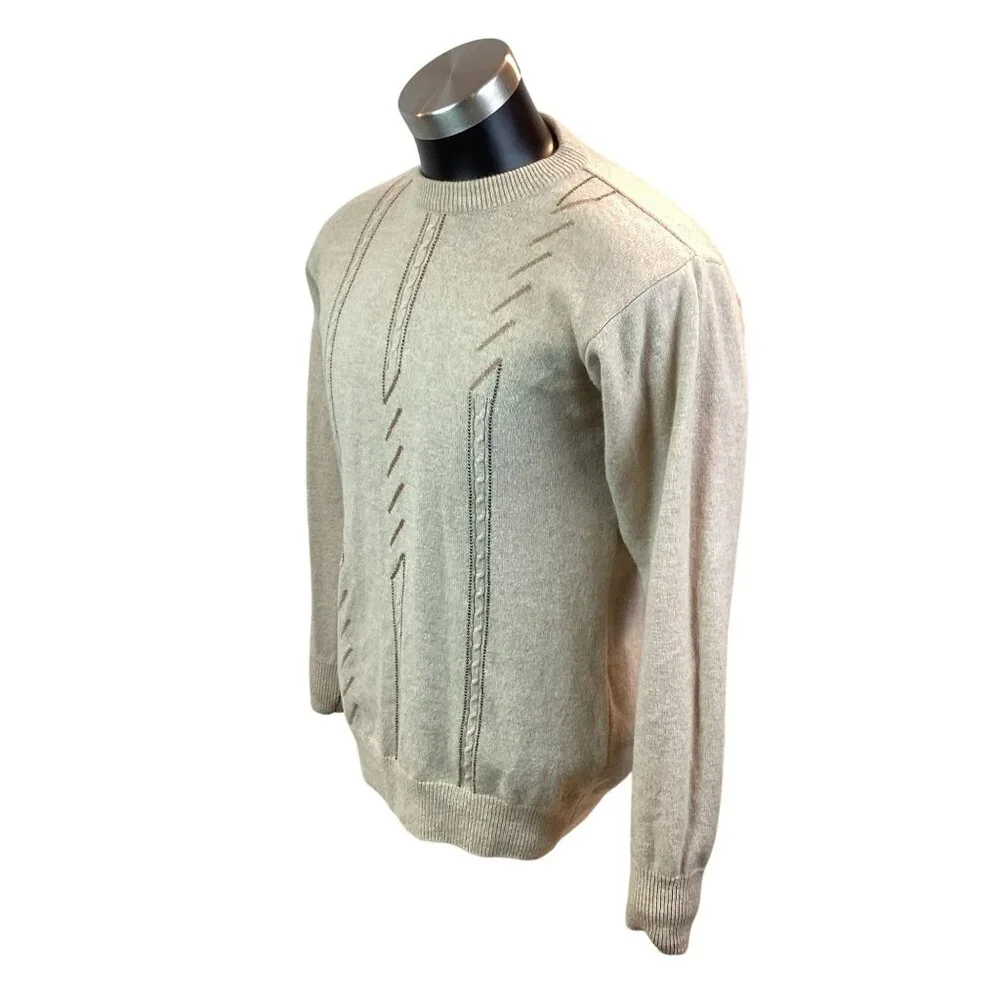 Oxford Lambswool Sweater Beige Large Mens Vintage Grandpa